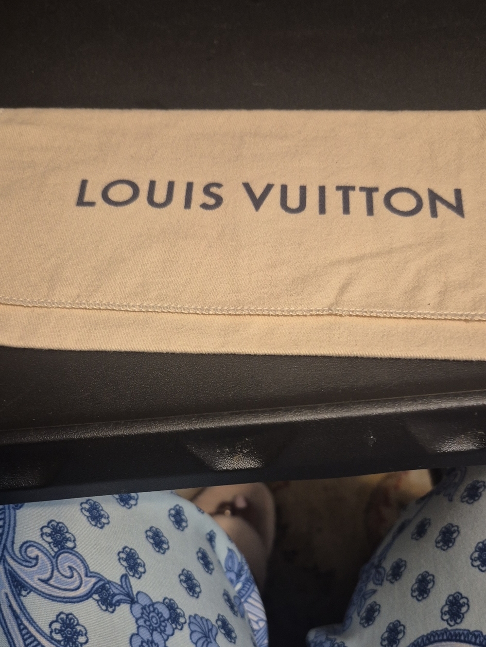 Louis Vuitton Beige Canvas Dust Bag with Brown Logo